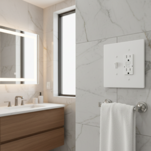 Oversize Combination Electrical Wall Cover Plate Extra Large Toggle Flip Light Switch and GFCI Receptacle Outlet Rocker Decora Paddle Switch 2 Gang