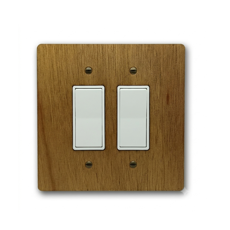2-Gang GFCI / Decora Light Switch Cover | Hardwood, 6×6 inch 1 Decorative hardwood wall plate