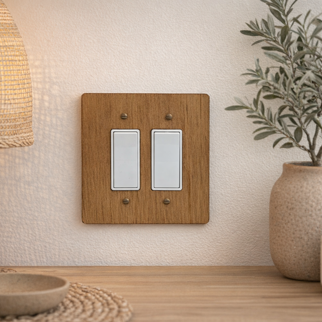 2-Gang GFCI / Decora Light Switch Cover | Hardwood, 6×6 inch 7 Decorative hardwood wall plate