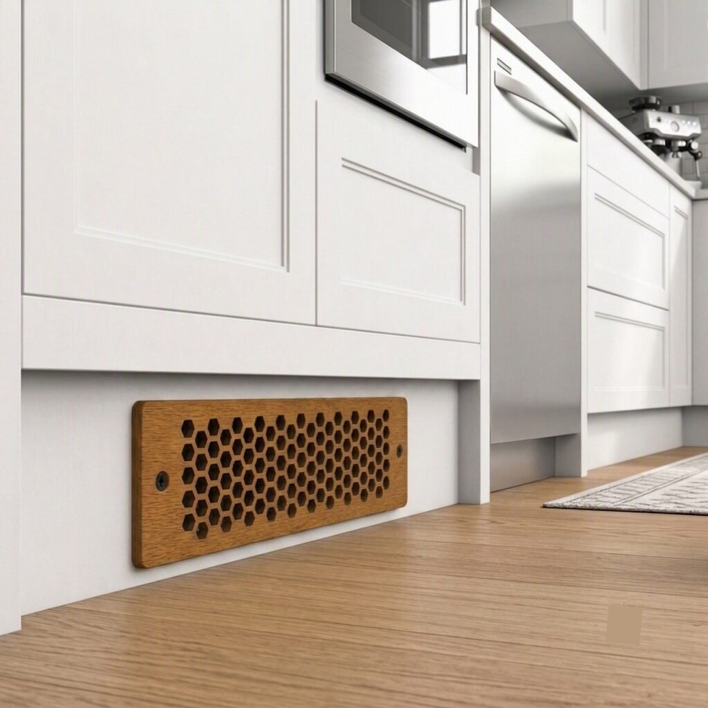 10x3 Cabinet Vent Cover – Decorative Honeycomb Laminated Hardwood 8 honeycomb pattern decorative wood cabinet vent cover