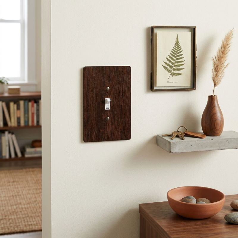 Toggle Light Switch Cover | Hardwood, 4×6 inch | Walnut Finish 3 Rustic Farmhouse Toggle Switch Cover